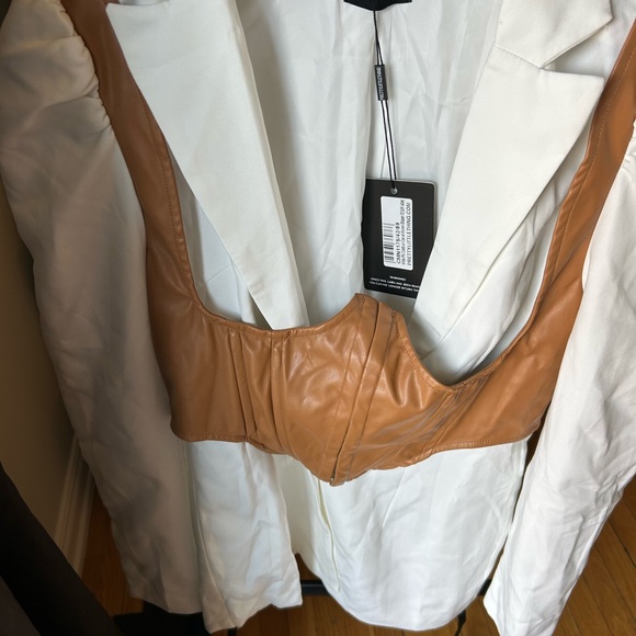 PrettyLittleThing Tops - Pretty Little Thing Tan Faux Leather Bustier Layer